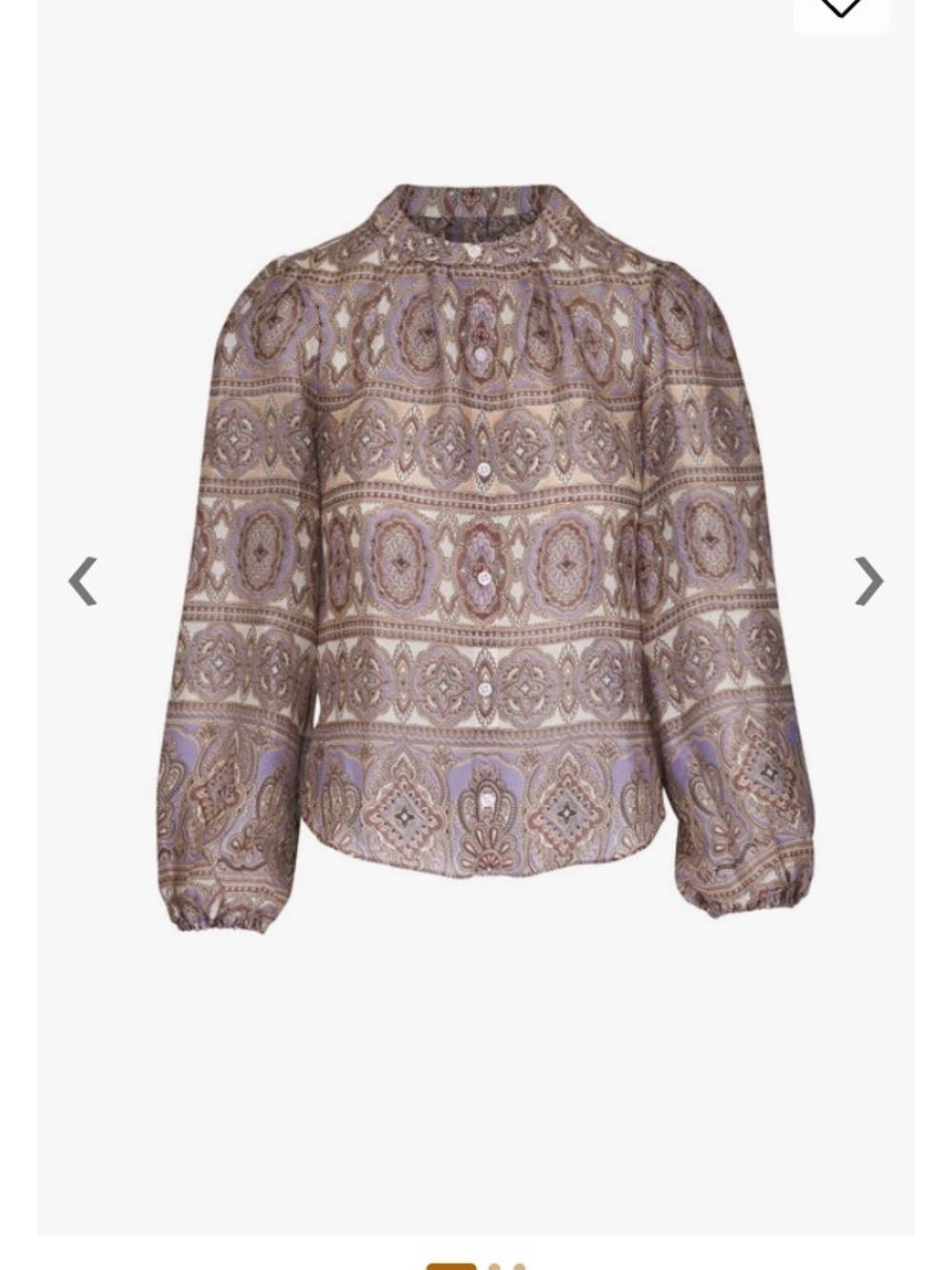 Veronica Beard Ashlynn Paisley High-Neck Blouse in Lavender and Taupe